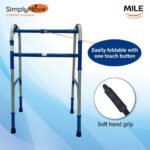 Simply Move Lightweight Foldable Walker for Adults – Adjustable Height, Easy Mobility Support for Seniors & Patients – Made in India